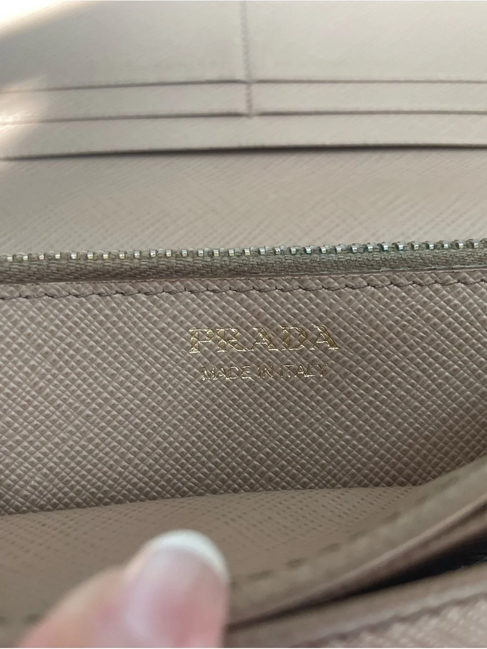 Prada Taupe Saffiano Leather Long Wallet with Gold Hardware